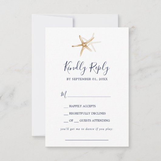 Modern Nautical | Starfish Song Request RSVP Card Kaartje (Voorkant)