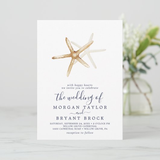 Modern Nautical | Starfish the Wedding of Kaart (Staand voorkant)