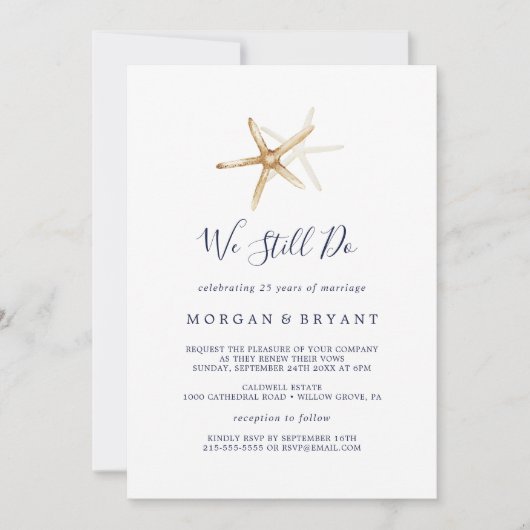 Modern Nautical | Starfish we do Vow Renewal Kaart (Voorkant)