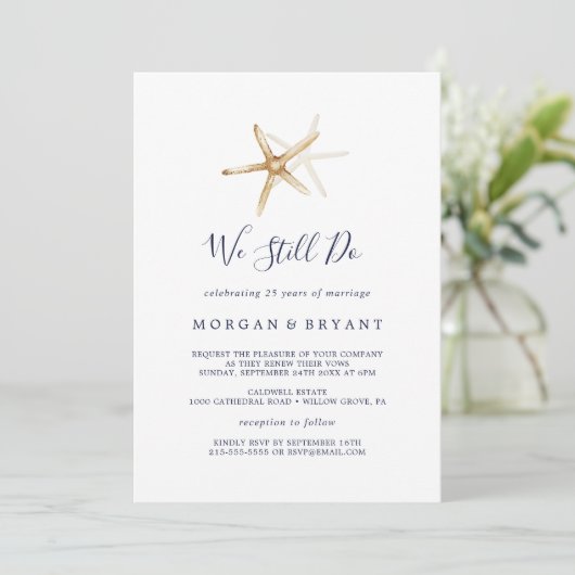 Modern Nautical | Starfish we do Vow Renewal Kaart (Staand voorkant)