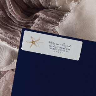 Modern Nautical Terugkeeradres Starfish Etiket