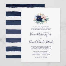 Modern Nautical | Traditionele Floral bruiloft Kaart