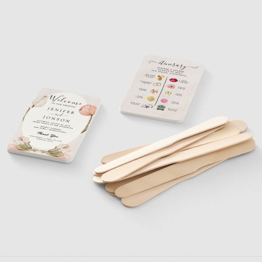 Modern Nautical | Trouwprogramma met bloemen handv Handwaaier (Niet-gemonteerd)