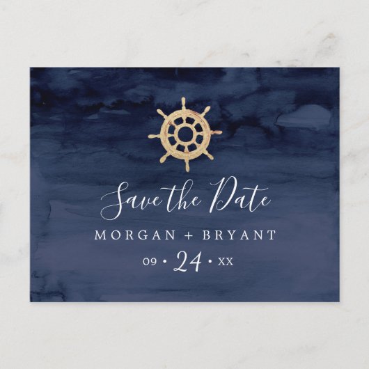 Modern Nautical | Verzendhulp Opslaan Datum Briefk Uitnodiging Briefkaart (Voorkant)