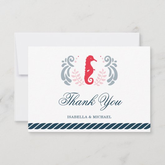 Modern Nautical Wedding Bedankkaart (Voorkant)