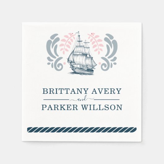 Modern Nautical Wedding Boat Servet (Voorkant)
