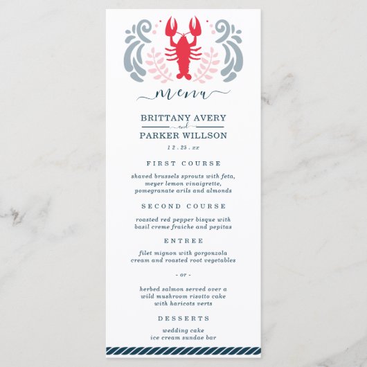 Modern Nautical Wedding Menu (Voorkant)