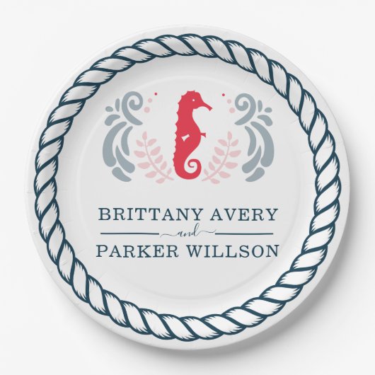 Modern Nautical Wedding Persoonlijk Papieren Bordje (Voorkant)