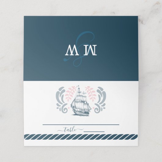 Modern Nautical Wedding Plaatskaartje (Buitenkant ongevouwen)