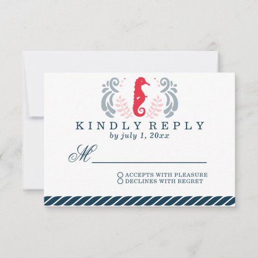 Modern Nautical Wedding RSVP Kaartje (Voorkant)