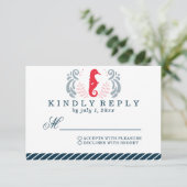 Modern Nautical Wedding RSVP Kaartje (Staand voorkant)