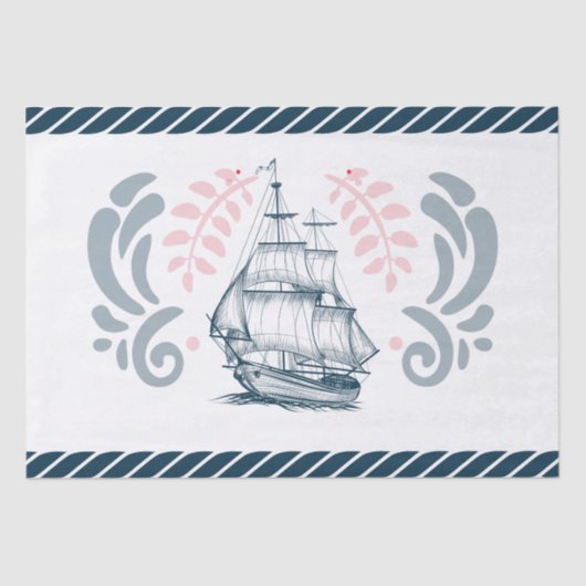 Modern Nautical Wedding Tissuepapier (Voorkant)