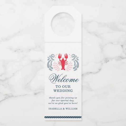 Modern Nautical Welcome Wedding Flessenhanger (Voorkant)