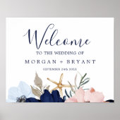 Modern Nautical | Welkom Floral Wedding Poster (Voorkant)