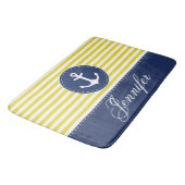 Modern Nautical Yellow Blue Anchor op maat Badmat (Gekanteld)