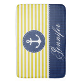 Modern Nautical Yellow Blue Anchor op maat Badmat (Voorkant Verticaal)