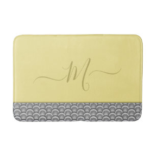 Modern Nautical Yellow Grey Seashell Elegant Badmat