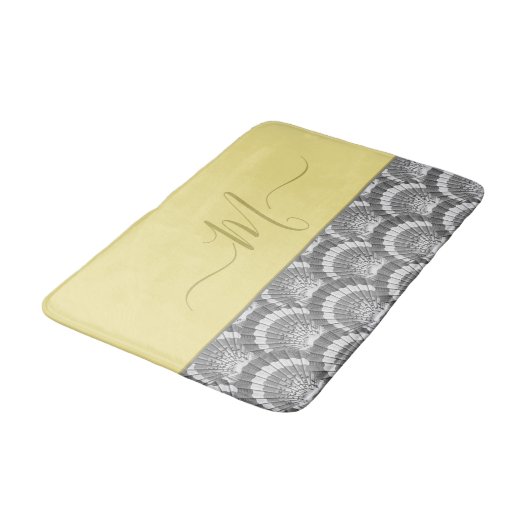 Modern Nautical Yellow Grey Seashell Elegant Badmat (Gekanteld)