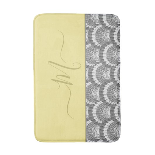 Modern Nautical Yellow Grey Seashell Elegant Badmat (Voorkant Verticaal)