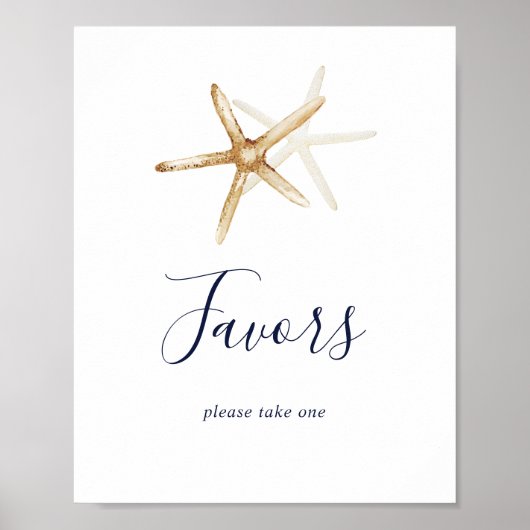 Modern Nautical | Zeester Trouwfavorieten Bord Poster (Voorkant)