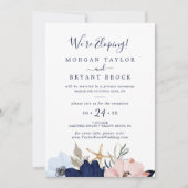 Modern Nautilus | Bloemige Ontvangst na Elopement Kaart (Voorkant)