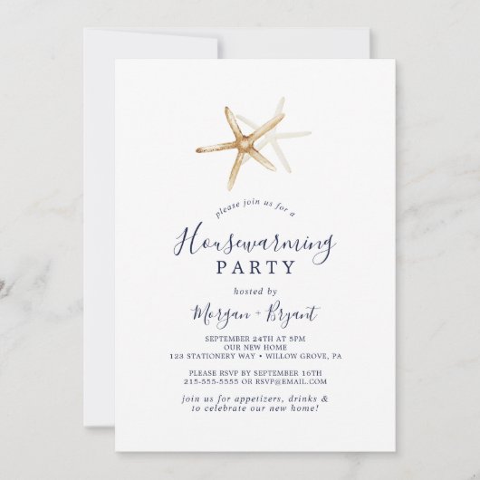 Modern Nautilus | Zeester Housewarming Feest Kaart (Voorkant)