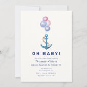 Modern Nautisch Anker Ballon Baby shower Kaart (Voorkant)