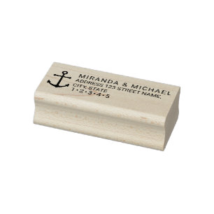 Modern nautisch anker bruiloft retour adres rubberstempel