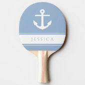 Modern Nautisch Anker Custom Name Tafeltennisbatje (Achterkant)