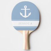 Modern Nautisch Anker Custom Name Tafeltennisbatje (Voorkant)
