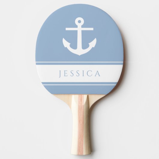 Modern Nautisch Anker Custom Name Tafeltennisbatje (Voorkant)