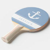 Modern Nautisch Anker Custom Name Tafeltennisbatje (Voorkant Gekanteld)