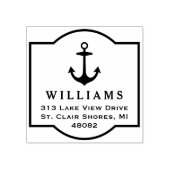 Modern nautisch anker Lijst retouradres Rubberstempel (Afrduk)