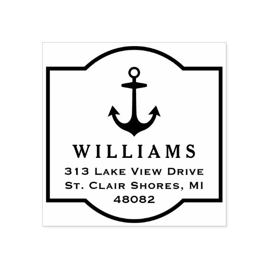 Modern nautisch anker Lijst retouradres Rubberstempel (Afrduk)