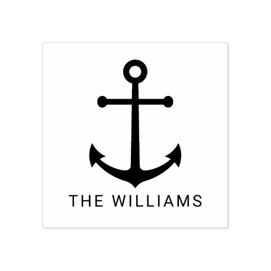 Modern nautisch anker met aangepaste naam rubberstempel (Afrduk)
