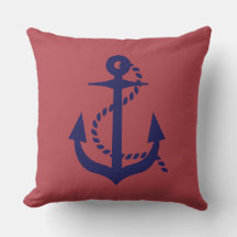 Modern Nautisch anker Navy blauw en rood