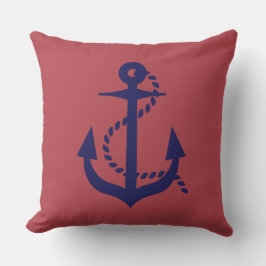 Modern Nautisch anker Navy blauw en rood Buitenkussen