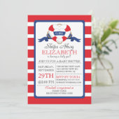 Modern nautisch hart boei meisje Baby shower Kaart (Staand voorkant)