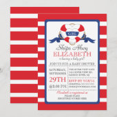 Modern nautisch hart boei meisje Baby shower Kaart (Voorkant / Achterkant)