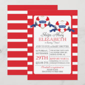 Modern nautisch hart boei tweeling Baby shower Kaart (Voorkant / Achterkant)