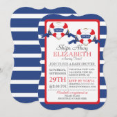 Modern nautisch hart boei tweeling Baby shower Kaart (Voorkant / Achterkant)