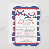 Modern nautisch hart boei tweeling Baby shower Kaart (Voorkant)