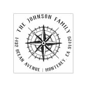 Modern nautisch kompas familienaam retouradres rubberstempel (Afrduk)
