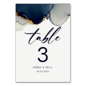 Modern nautisch script marine blauw strand bruilof kaart (Achterkant)