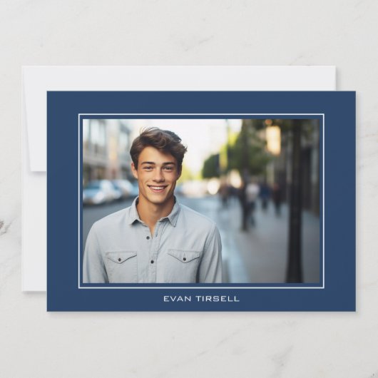 Modern Navy Afstuderen Photo Lijst - Party Kaart (Voorkant)