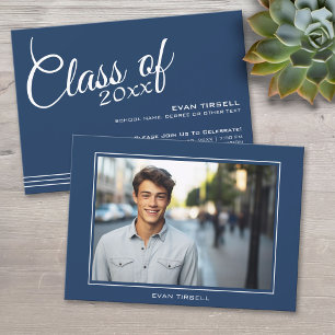 Modern Navy Afstuderen Photo Lijst - Party Kaart