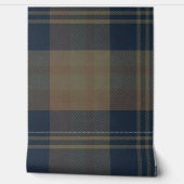 Modern Navy and Tan Japandi Plaid Behang (Afrollen)
