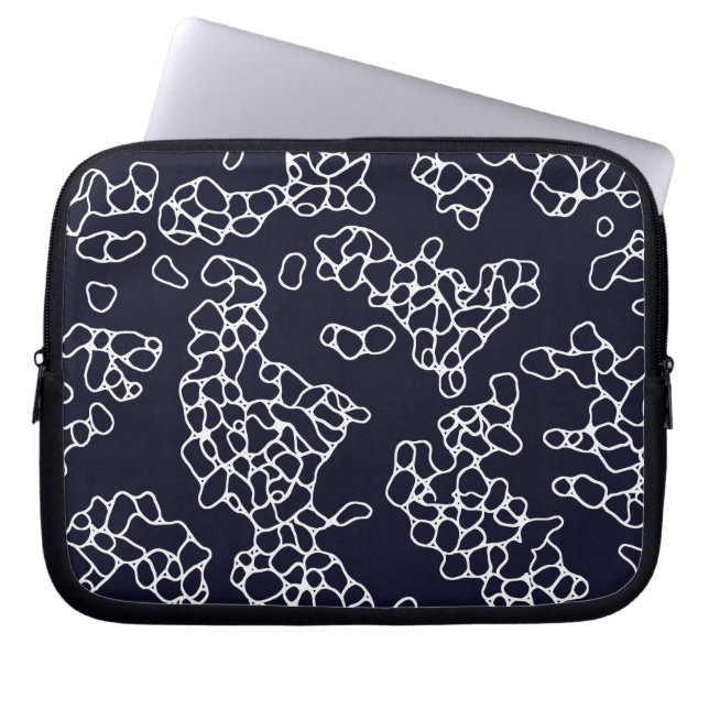 Modern Navy and White Pattern Laptop Sleeve (Voorkant)