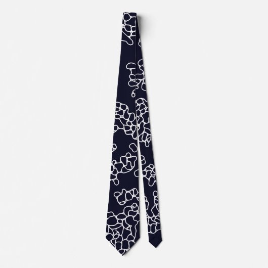 Modern Navy and White Pattern Stropdas (Voorkant)