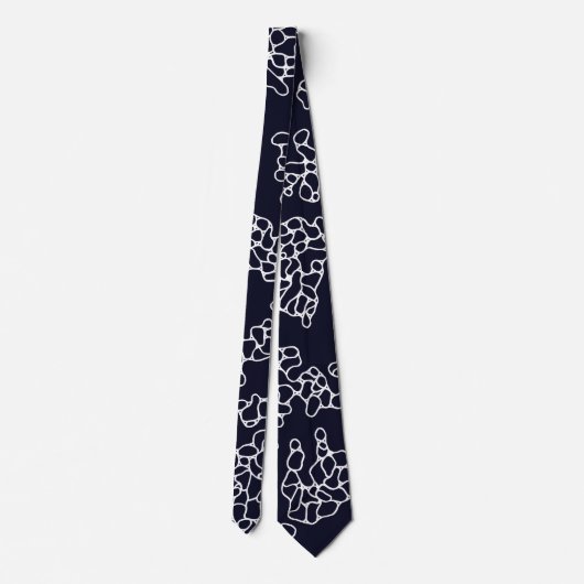 Modern Navy and White Pattern Stropdas (Achterkant)